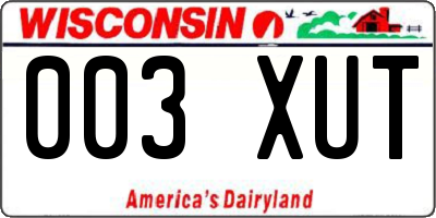 WI license plate 003XUT