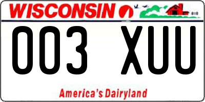 WI license plate 003XUU