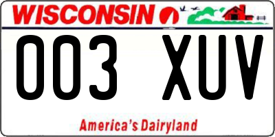 WI license plate 003XUV