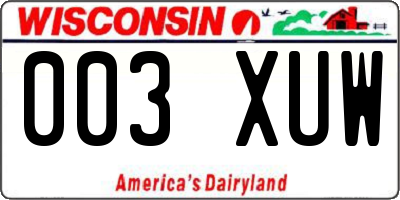 WI license plate 003XUW