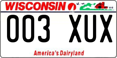 WI license plate 003XUX