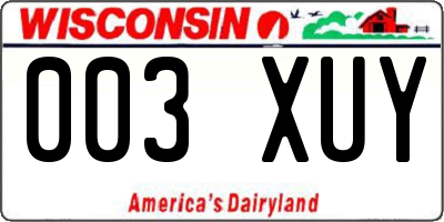 WI license plate 003XUY