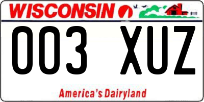 WI license plate 003XUZ
