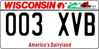 WI license plate 003XVB
