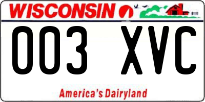 WI license plate 003XVC