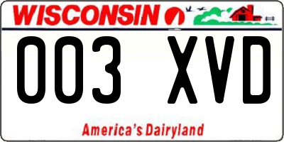 WI license plate 003XVD