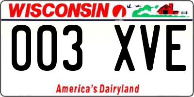 WI license plate 003XVE