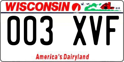 WI license plate 003XVF