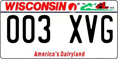 WI license plate 003XVG