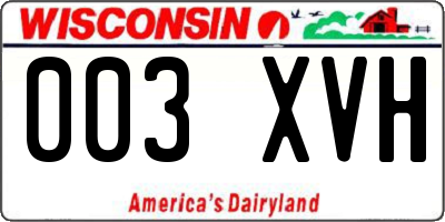 WI license plate 003XVH