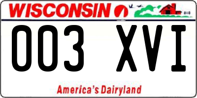 WI license plate 003XVI