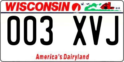 WI license plate 003XVJ
