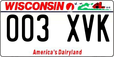 WI license plate 003XVK