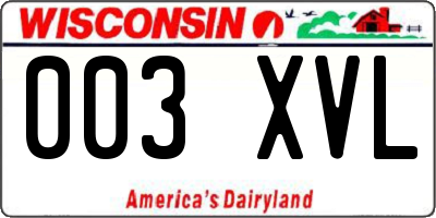 WI license plate 003XVL