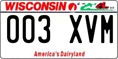 WI license plate 003XVM