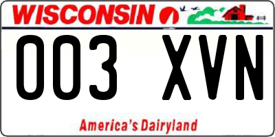 WI license plate 003XVN