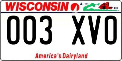WI license plate 003XVO