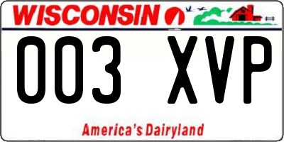 WI license plate 003XVP
