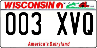 WI license plate 003XVQ