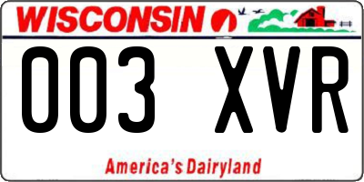 WI license plate 003XVR