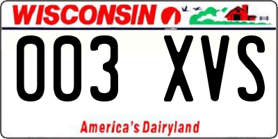 WI license plate 003XVS