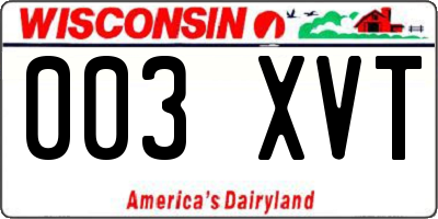 WI license plate 003XVT