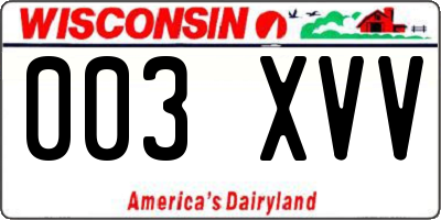WI license plate 003XVV