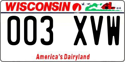 WI license plate 003XVW