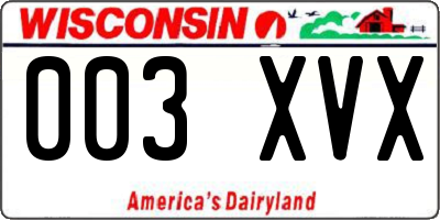 WI license plate 003XVX
