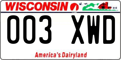 WI license plate 003XWD