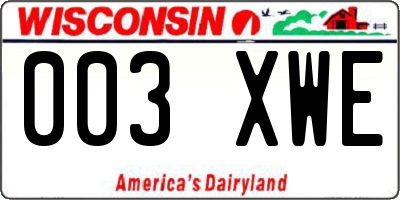 WI license plate 003XWE