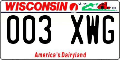 WI license plate 003XWG