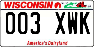 WI license plate 003XWK