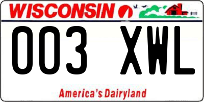 WI license plate 003XWL
