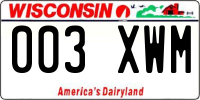 WI license plate 003XWM
