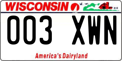 WI license plate 003XWN