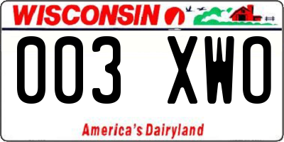 WI license plate 003XWO