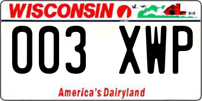 WI license plate 003XWP