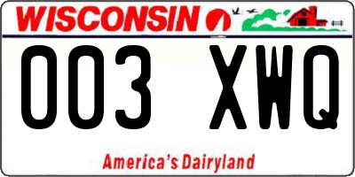 WI license plate 003XWQ