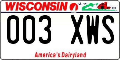 WI license plate 003XWS