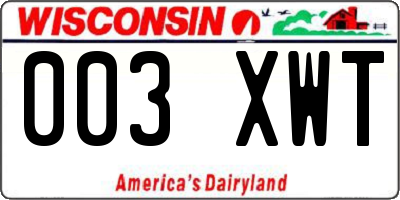 WI license plate 003XWT