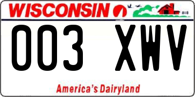 WI license plate 003XWV