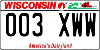 WI license plate 003XWW