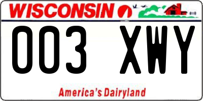 WI license plate 003XWY