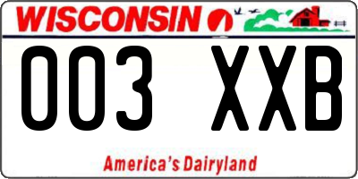 WI license plate 003XXB