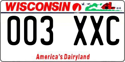 WI license plate 003XXC