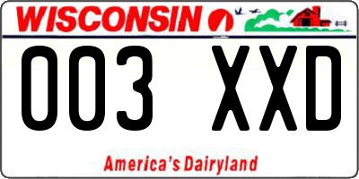 WI license plate 003XXD
