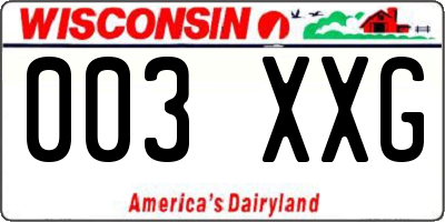 WI license plate 003XXG