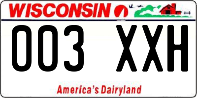 WI license plate 003XXH