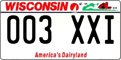 WI license plate 003XXI